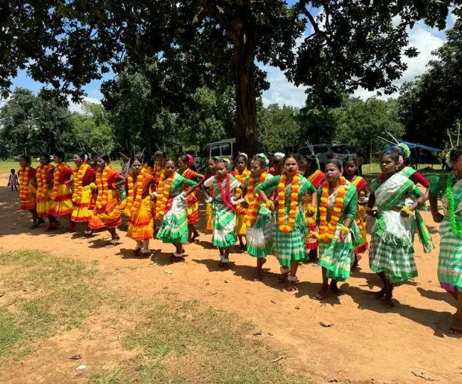 Traditional tribal community celebrating culture near Similipal Tiger Reserve in Mayurbhanj, Odisha